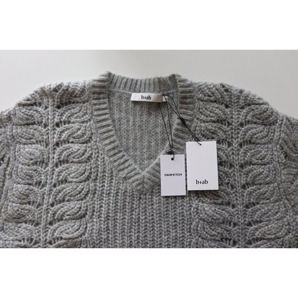 b+ab Women's Size Small Gray Layered Knit Jumper V-Neck Pullover Sweater $395 - Picture 6 of 11
